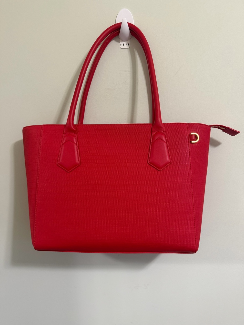 Dagne Dover Classic Tote Bag Poppy Red Coated Canvas Laptop Work Carryall Heavy